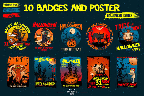 10 Badges Poster Halloween: Premium Design Assets