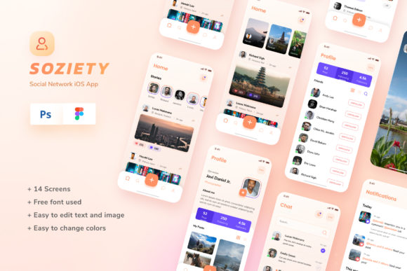 Soziety - Social Network iOS App Design Template Evaluation